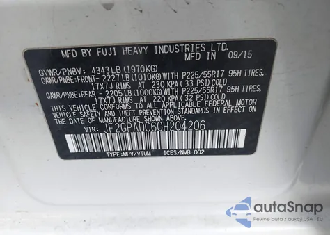 2016 Subaru Crosstrek 2.0I Premium из США, поврежденный, VIN JF2GPADC6GH204206